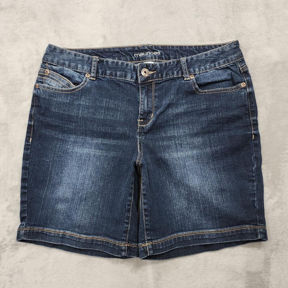 Maurices Shorts Womens 13/14 Juniors Blue Mid Rise Bermuda Denim Stretch Casual